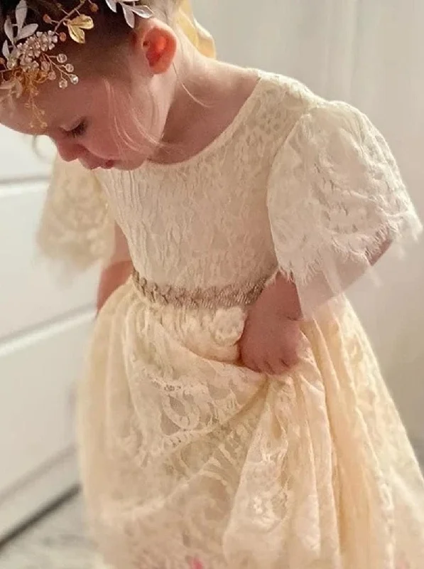 Paisley All Lace Flower Girl Dress in Ivory