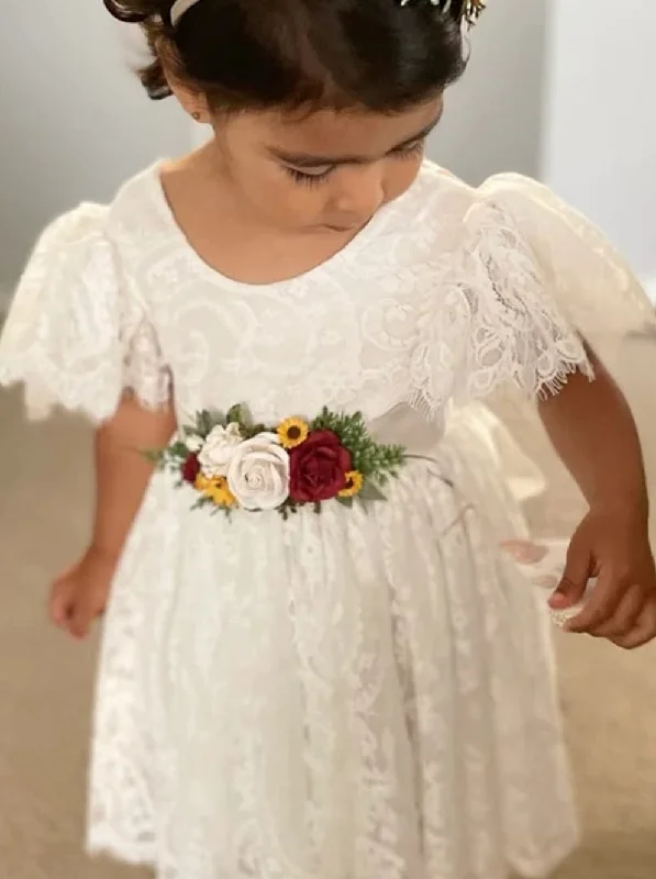 Paisley All Lace Flower Girl Dress in White