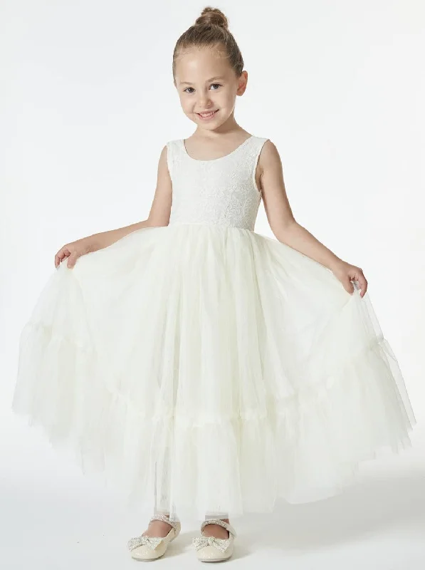 Paisley Lace Flower Girl Dress in Ivory