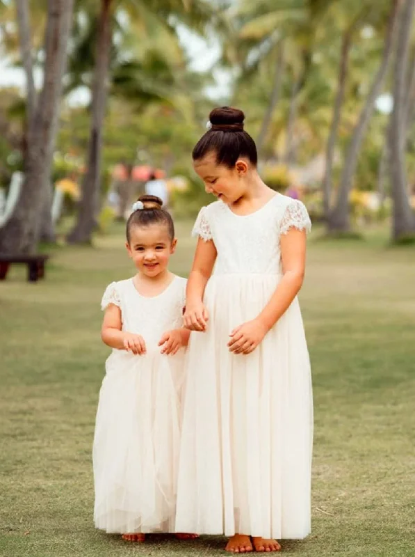 Paisley Lace Flower Girl Dress in Ivory