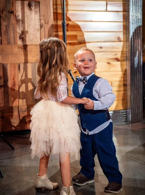 Peony Lace Flower Girl Dress in Ivory (tiered)