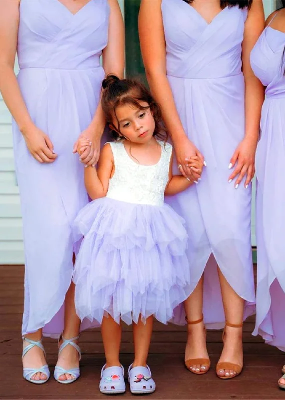 Peony Lace Flower Girl Dress in Purple (tiered)