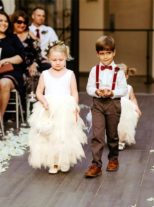 Peony Lace Flower Girl Dress in Ivory (tiered)