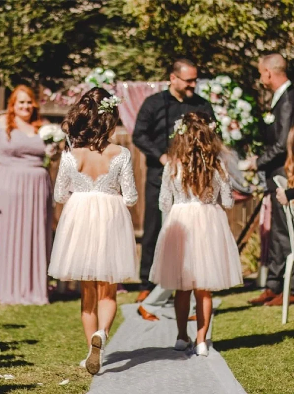 Peony Lace Flower Girl Dress in Pink