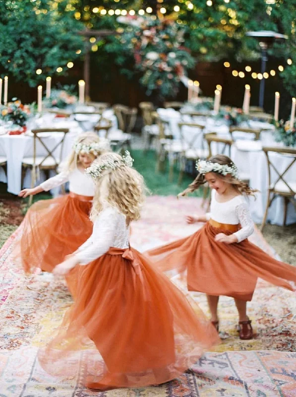 Peony Lace Flower Girl Dress in Burnt Orange