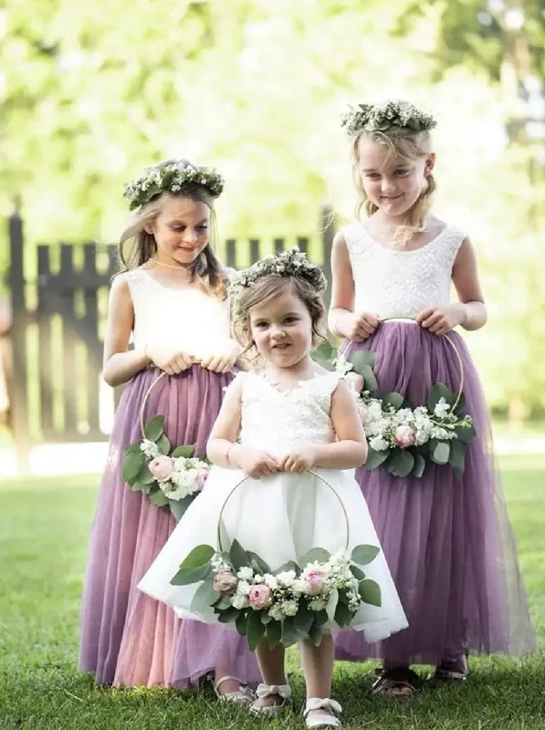 Peony Lace Flower Girl Dress in Mauve