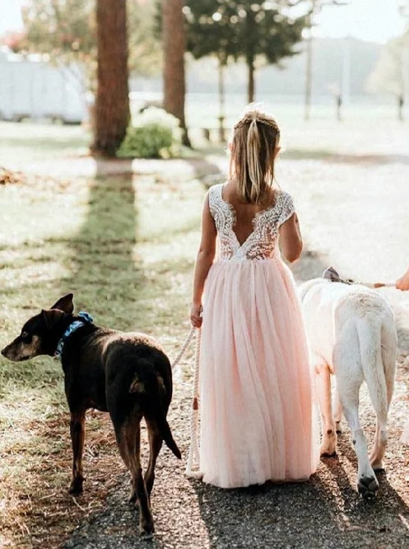 Peony Lace Flower Girl Dress in Pink