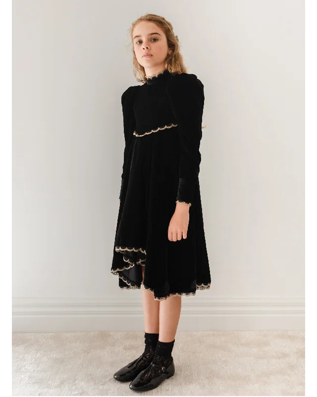 PETITE AMALIE "Enchanted Delight" Metallic Lace Velvet Dress