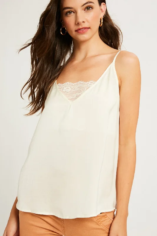 Soft Lace Layering Tank in Cream