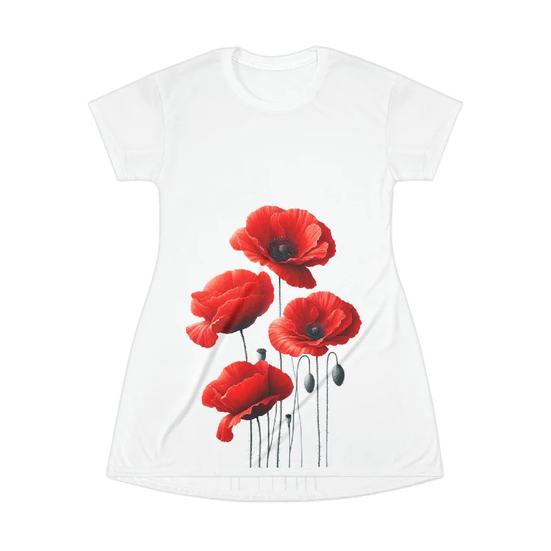 T-Shirt Dress with Poppies