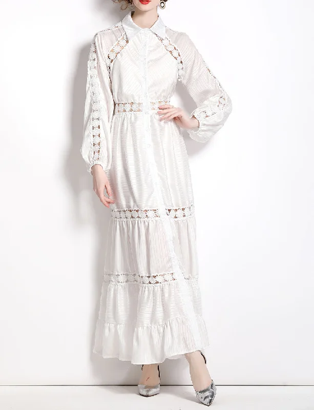 White Lace Shirt Dress Bohemia Holiday Dress For Women